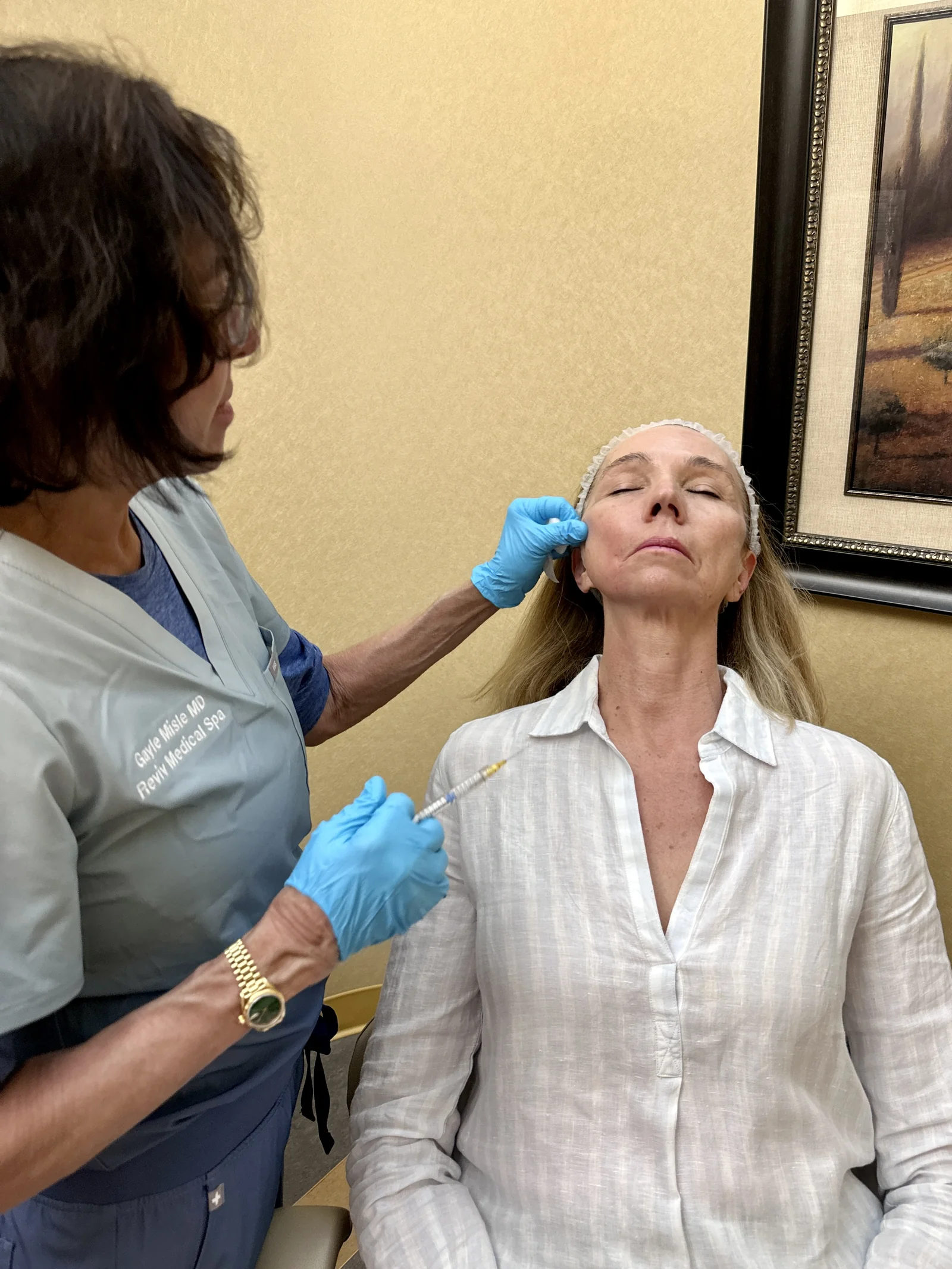 An injectable treatment administered by Dr. Gayle Misle at Reviv Med Spa, Millbrae